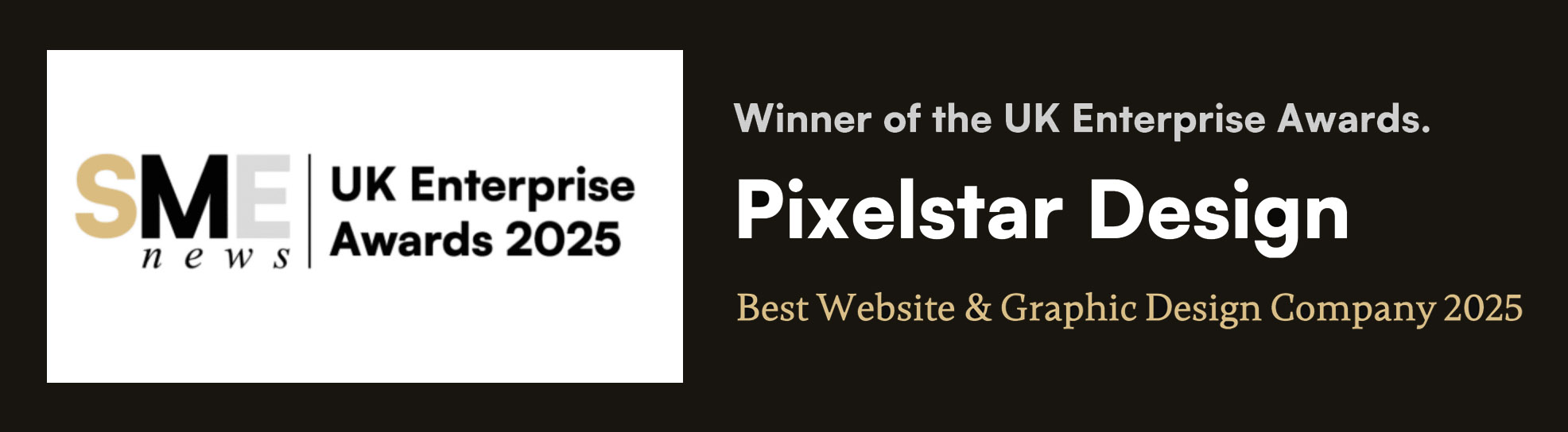 SME News - UK Enterprise Awards 2025 winner, PixelStar Design - Best Website & Graphic Design Company 2025